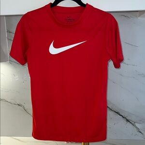 Boys Nike Dri-Fit Red and White Checked Short Sleeve Tee